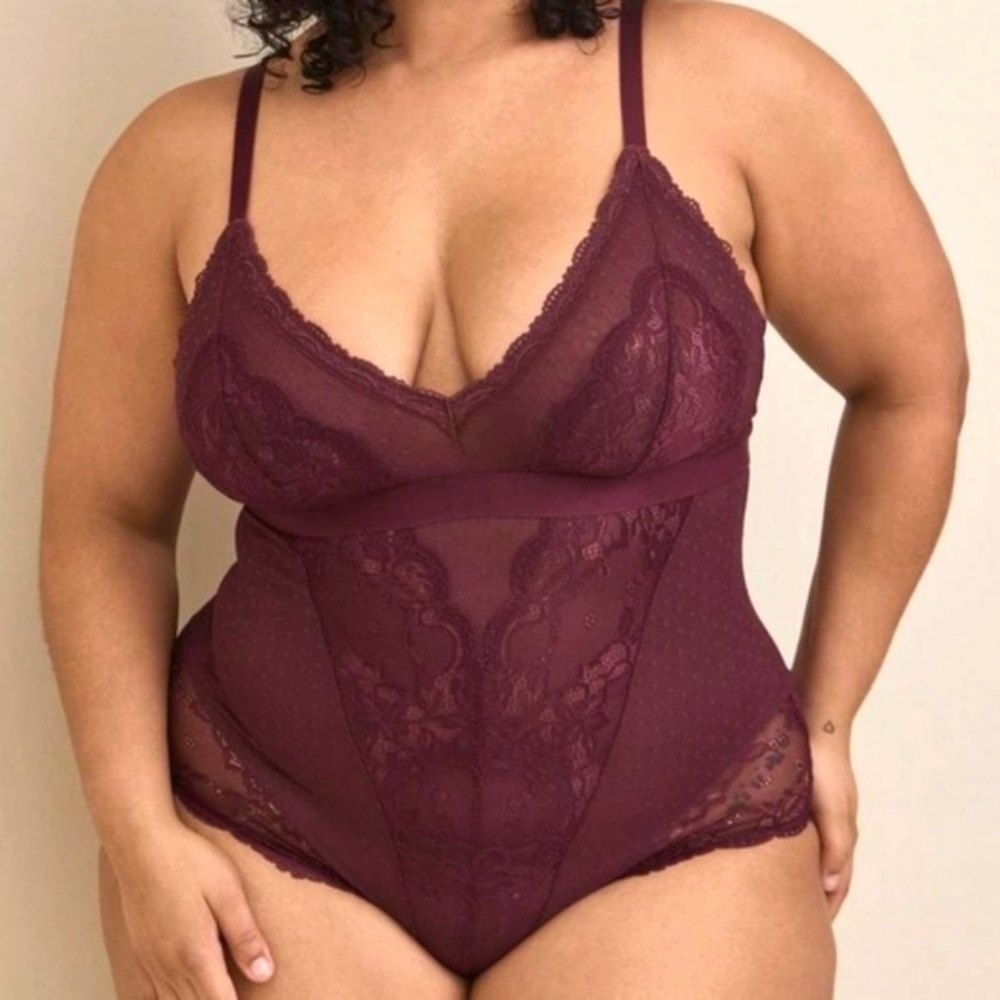 ❤️NWT TORRID LINGERIE SHEER MESH LACE BODYSUIT WINETASTING PLUS SIZE 4X